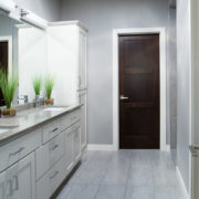 White Baseboard Trim Dark Wood Poplar Door