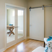 White Interior Barn Door on Silver Track