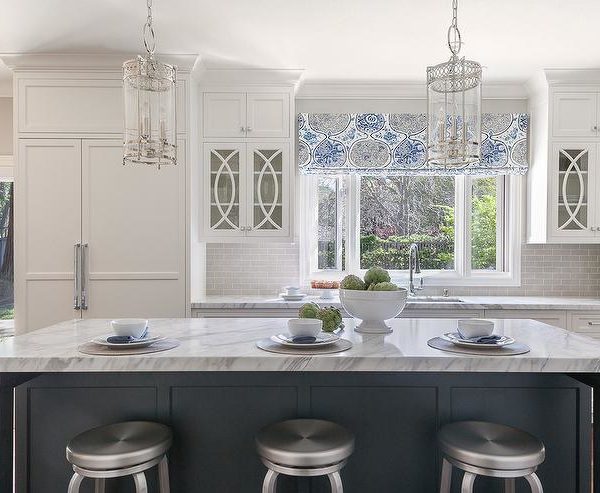 White Cabinets with Mullion Glass Doors
